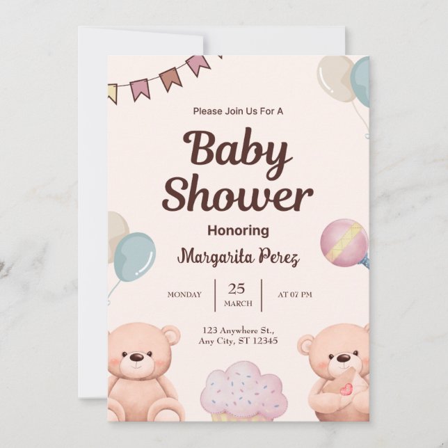 Bonjour Bébé | Invitation pour une Douce Célébrati (Devant)