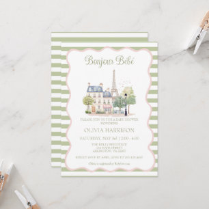 Bonjour Bebe Paris French Baby shower Invitation