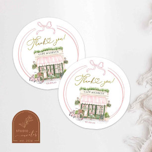Bonjour bébé Pink Café parisien Merci Stickers