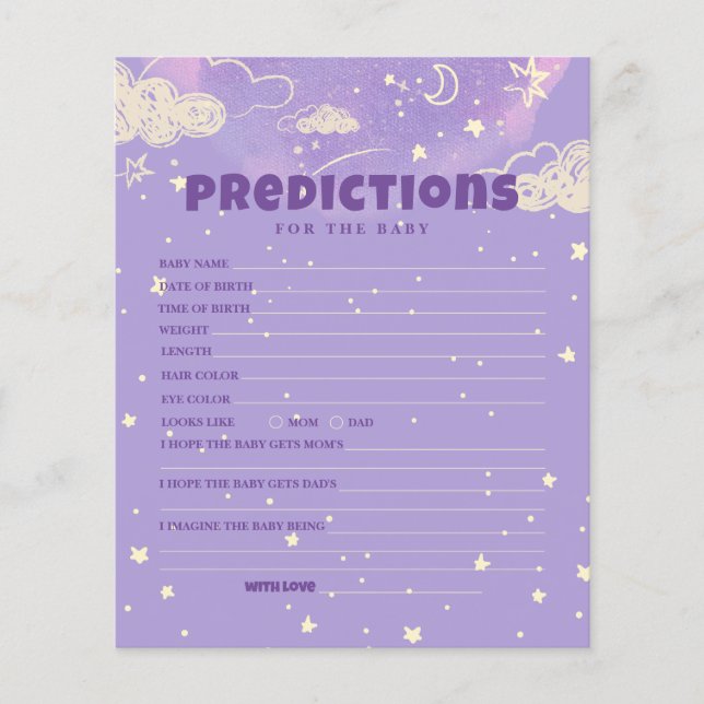Bonjour Bébé Purple Dream Prédiction Pour Baby sho (Devant)