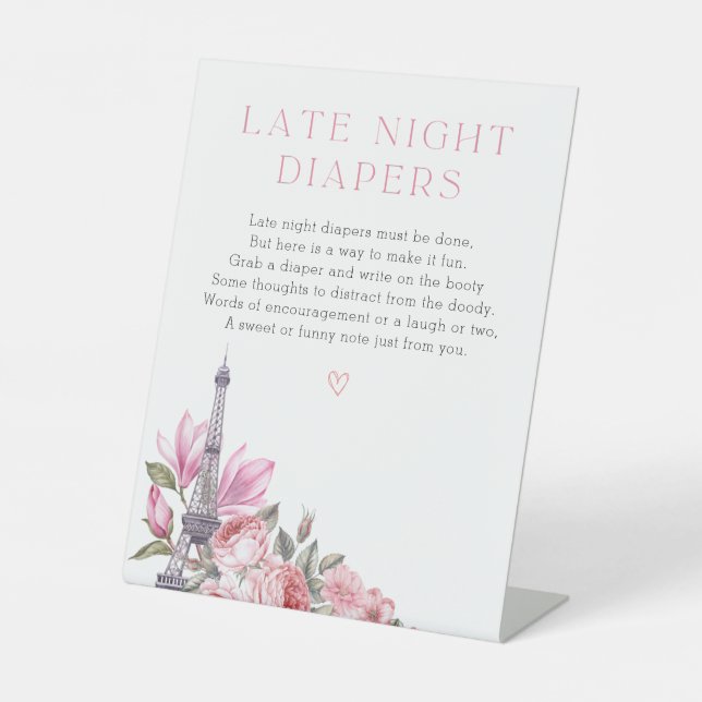 Bonjour Bebe | Signe baby shower Late Night Diapés (Recto)