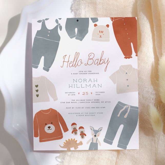 Bonjour Bébé | Vêtements Boho Garçon Baby Shower B (Créateur téléchargé)