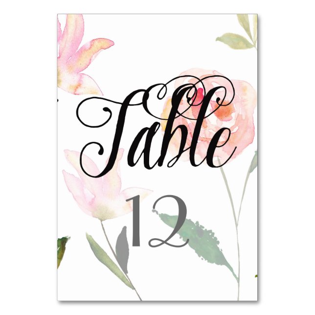 Bonjour Belle aquarelle Floral numéro de table (Par défaut)