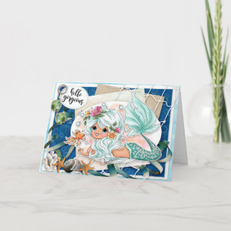Bonjour belle carte d'encouragement de sirène