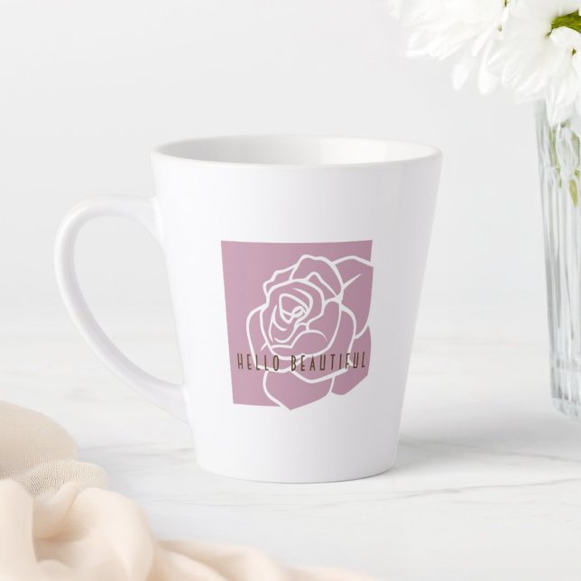 Bonjour Belle - Mug Latte Rose Rose Moderne Chic (Créateur téléchargé)
