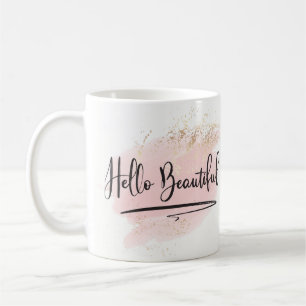 Bonjour belle tasse rose d'aquarelle