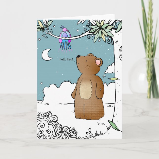 Bonjour Bird a dit M. Bear - carte de voeux (Devant)