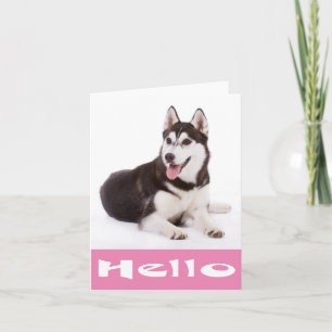 Bonjour Carte de Note Vierge Chien Husky Sibérien