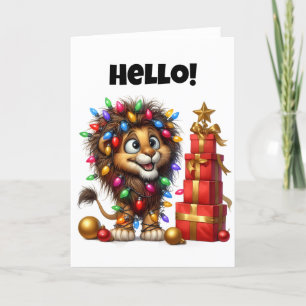 "Bonjour !" Carte de voeux Vacances Lion Blanc