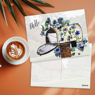 Bonjour Carte Postale Art Boîte aux Lettres Vierge