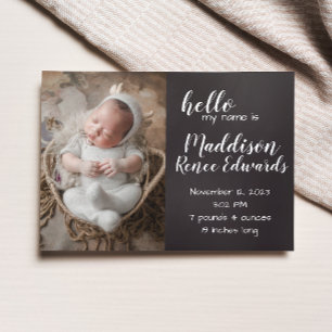 Bonjour Chalkboard faire-part de naissance avec ph