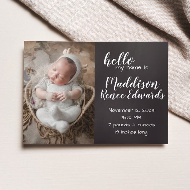 Bonjour Chalkboard faire-part de naissance avec ph (Créateur téléchargé)