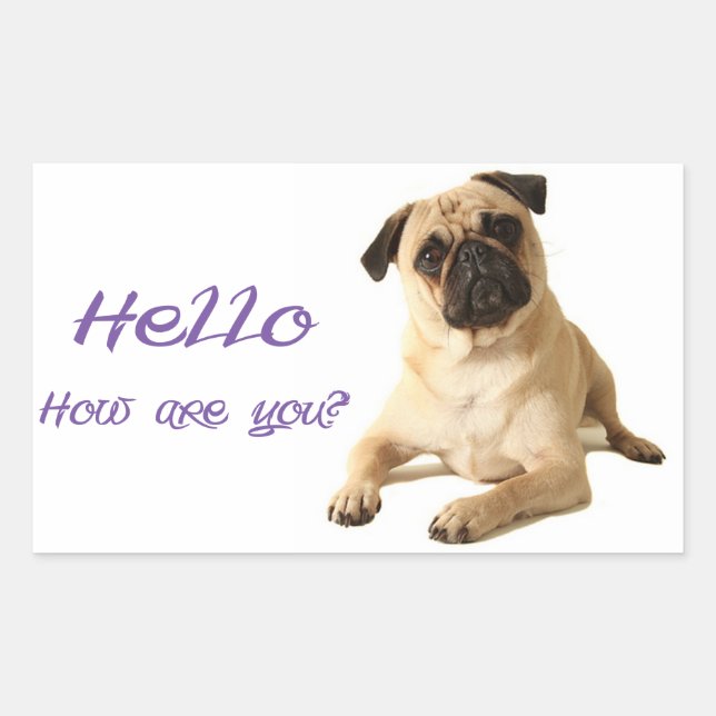 Bonjour chiot Pug Sticker / Étiquette (Devant)