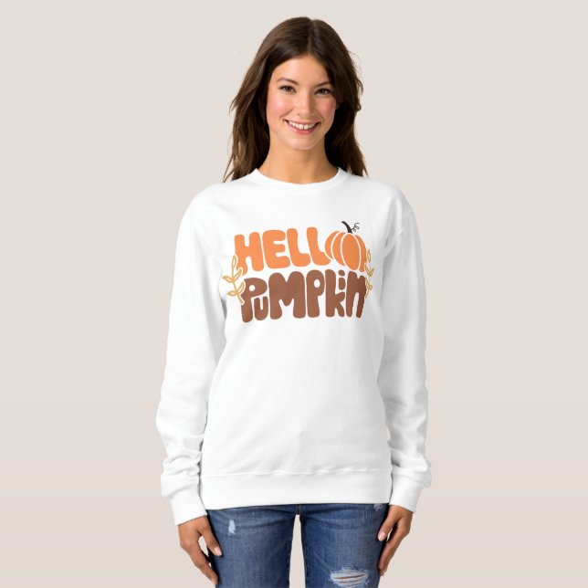 Bonjour Citrouille Sweatshirt automne | Mode Autom (Devant entier)