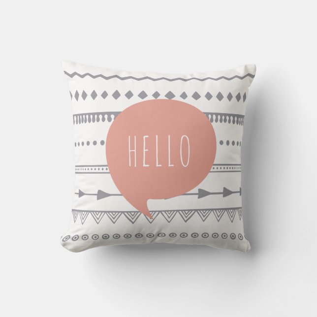 "Bonjour" coussin de jet de style de Boho (Recto)