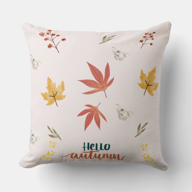Bonjour Coussin de Lancement d'Automne – Feuilles  (Recto)