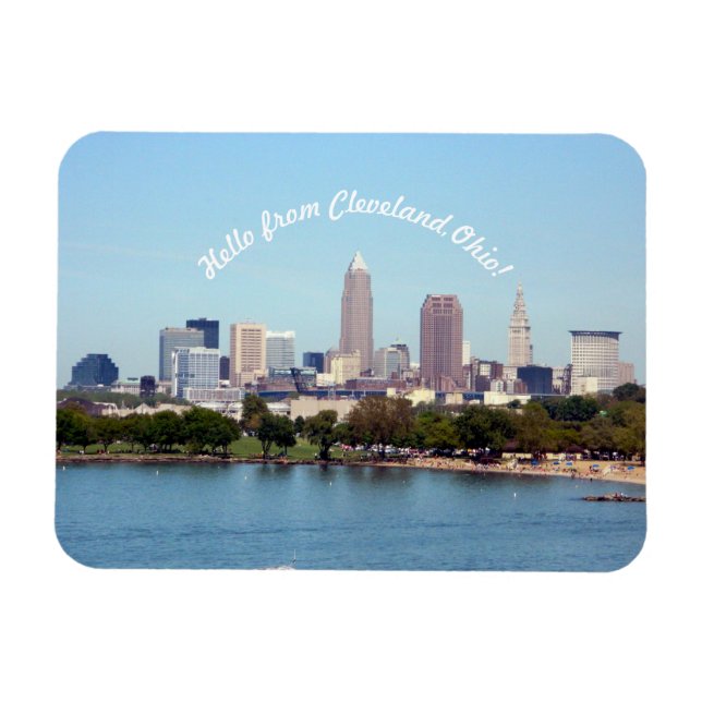 Bonjour de Cleveland Ohio Lake Skyline Magnet (Horizontal)