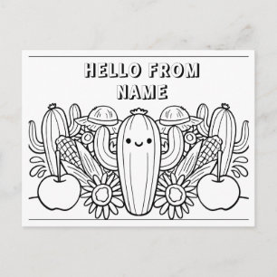 Bonjour de [Nom] - Carte postale à colorier pour e