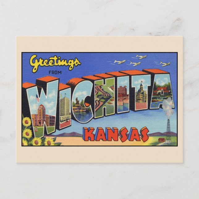 Bonjour de Wichita Grande Lettre carte postale (Devant)
