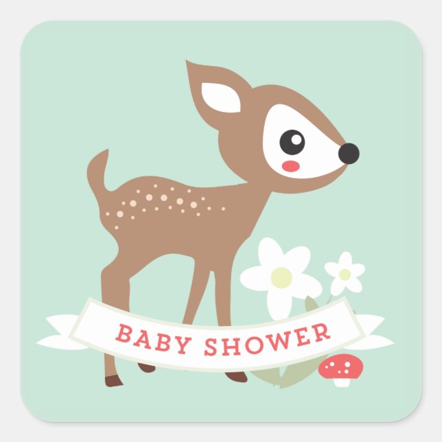 Bonjour Deer ! Stickers baby shower (Devant)