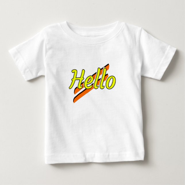 Bonjour design sur un t-shirt bébé blanc (Devant)