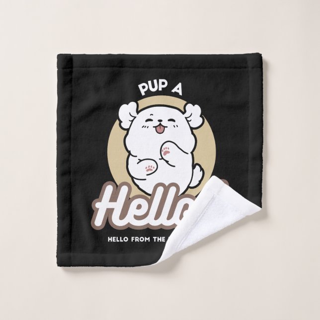 Bonjour du côté écorché - Jolie conception chien (Gant de toilette)