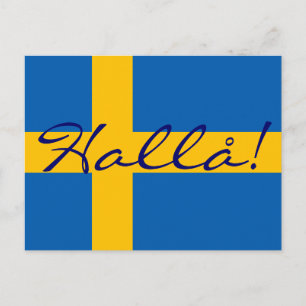 Bonjour en suédois Hallå ! Carte postale Drapeau s