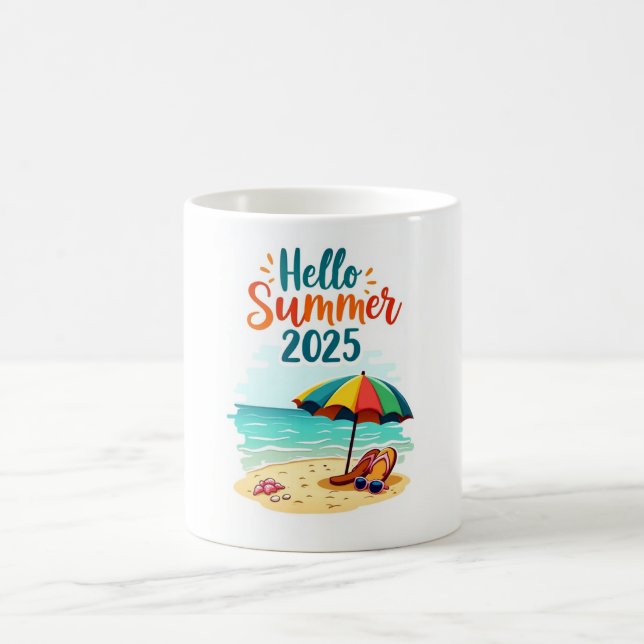 Bonjour Été 2025 🌊 Mug de plage coloré (Centre)