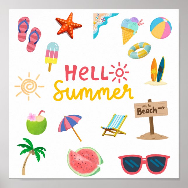 Bonjour Été – Affiche murale lumineuse et joyeuse (Devant)