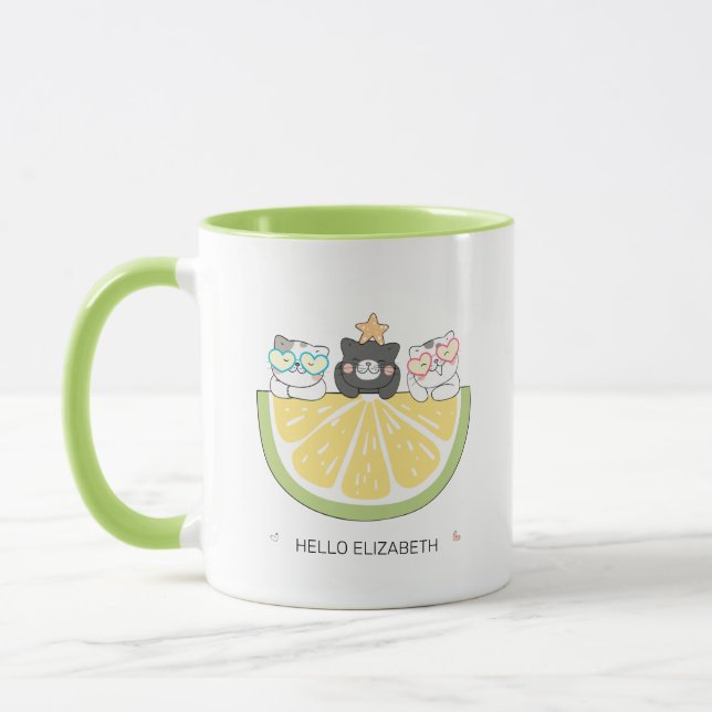 Bonjour été - Chats Doodles mignonnes et Mug de tr (Gauche)