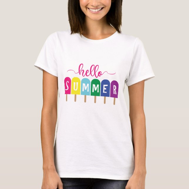 Bonjour été glaces pop lolly T-Shirt (Devant)