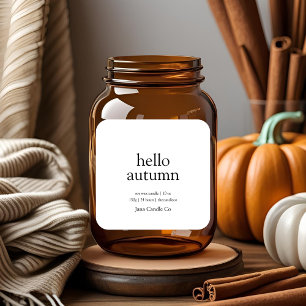 Bonjour Étiquette de Bougie d'Automne Minimalist
