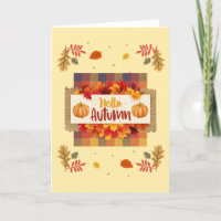Bonjour Feuilles d'automne et Carte de voeux Plaid