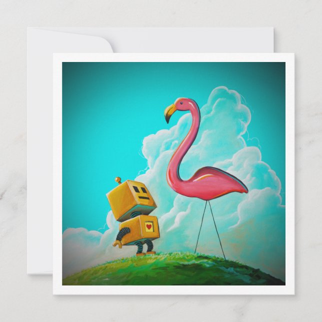 Bonjour Flamant rose Robot Pinky - Mini impression (Devant)
