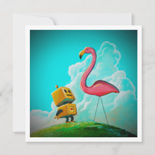 Bonjour Flamant rose Robot Pinky - Mini impression