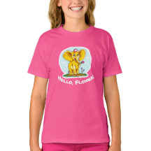 « Bonjour, Fleur ! – T-shirt éléphant jaune mignon