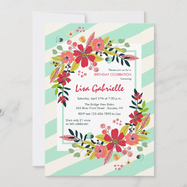 Bonjour Fleurs du Bonheur Invitation (Devant)