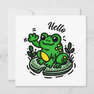Bonjour Grenouille sur la main Lily Pad tirée