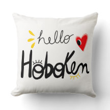 Bonjour Hoboken New Jersey Coussin de Lancer Amusa