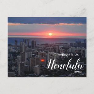 Bonjour Honolulu Hawaii Sunset Carte postale