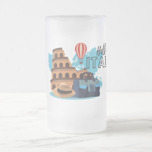 Bonjour Italie Frosted Glass Beer Mug