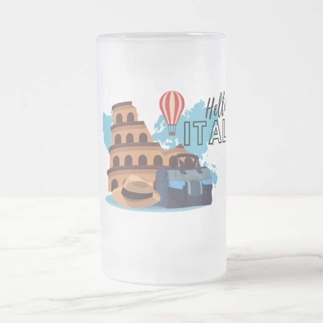Bonjour Italie Frosted Glass Beer Mug (Centre)