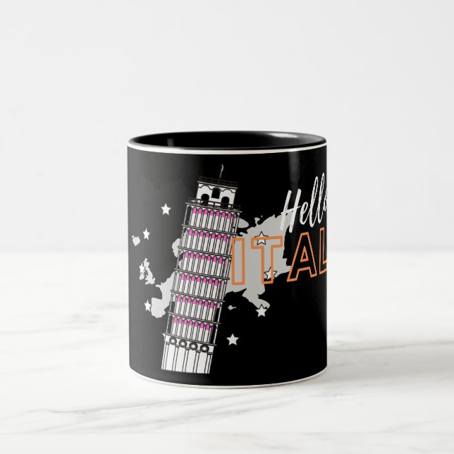 Bonjour Italie Mug de café à deux tons (Centre)