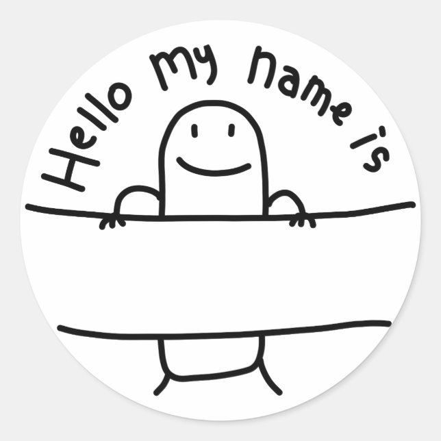 Bonjour, je m'appelle – Autocollant de nom de dess (Devant)