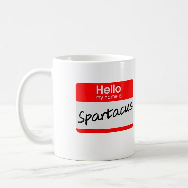 Bonjour Je M'Appelle Spartacus Étiquette Nom Mug D (Gauche)