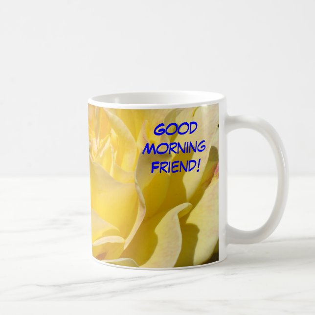Bonjour l'ami ! Tasse de café fleur de rose jaune (Droite)