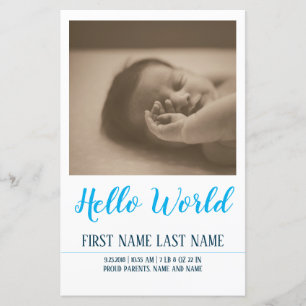 Bonjour le Monde - annonce de naissance avec photo