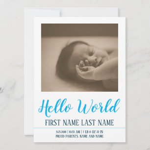 Bonjour le monde - annonce de naissance avec photo
