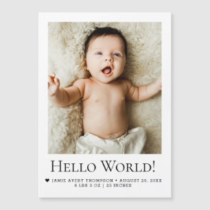 Bonjour le monde Photo de bébé Annonce de naissan