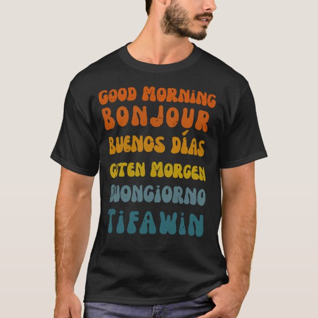 Bonjour, Le T-Shirt Multilingue Rétro (Devant)